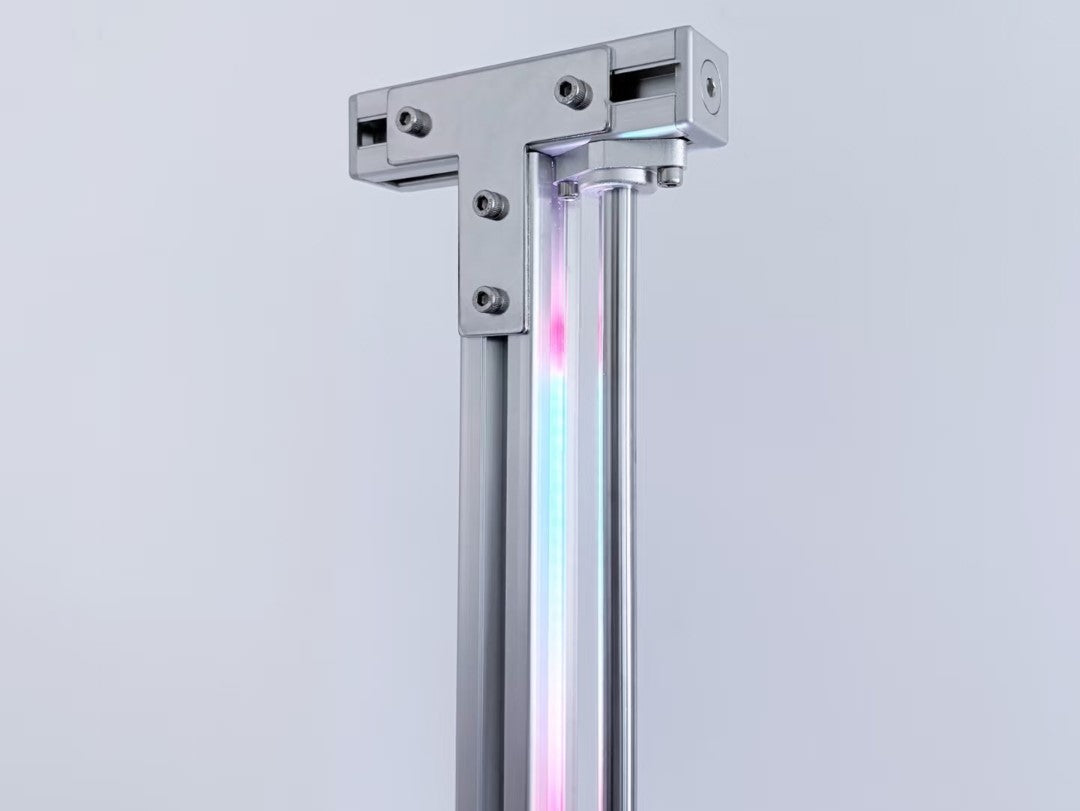 HushLume industrial aluminum floor lamp component with RGB LED tubes