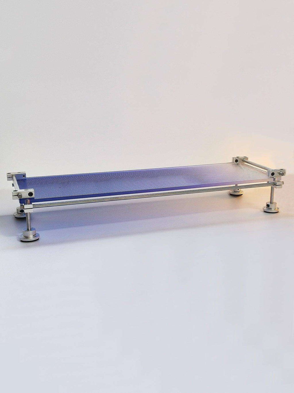 Custom Acrylic Display Shelf & Monitor Riser — Chrome Steel & Acrylic
