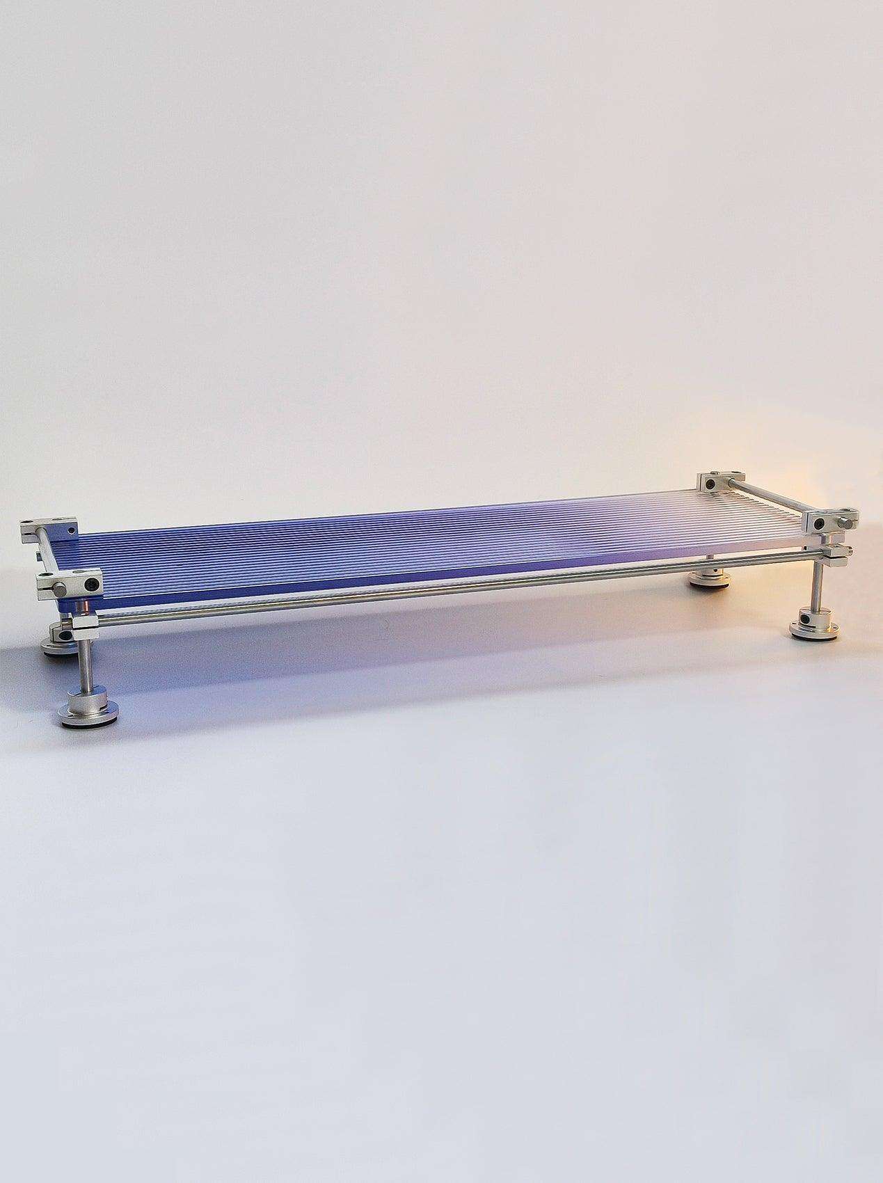 Custom Acrylic Display Shelf & Monitor Riser — Chrome Steel & Acrylic
