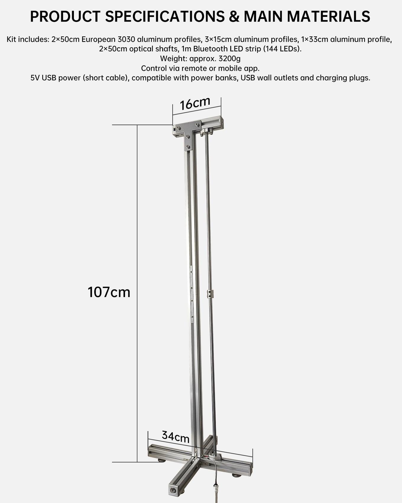 RGB Corner Floor Lamp — Aluminum, App Control