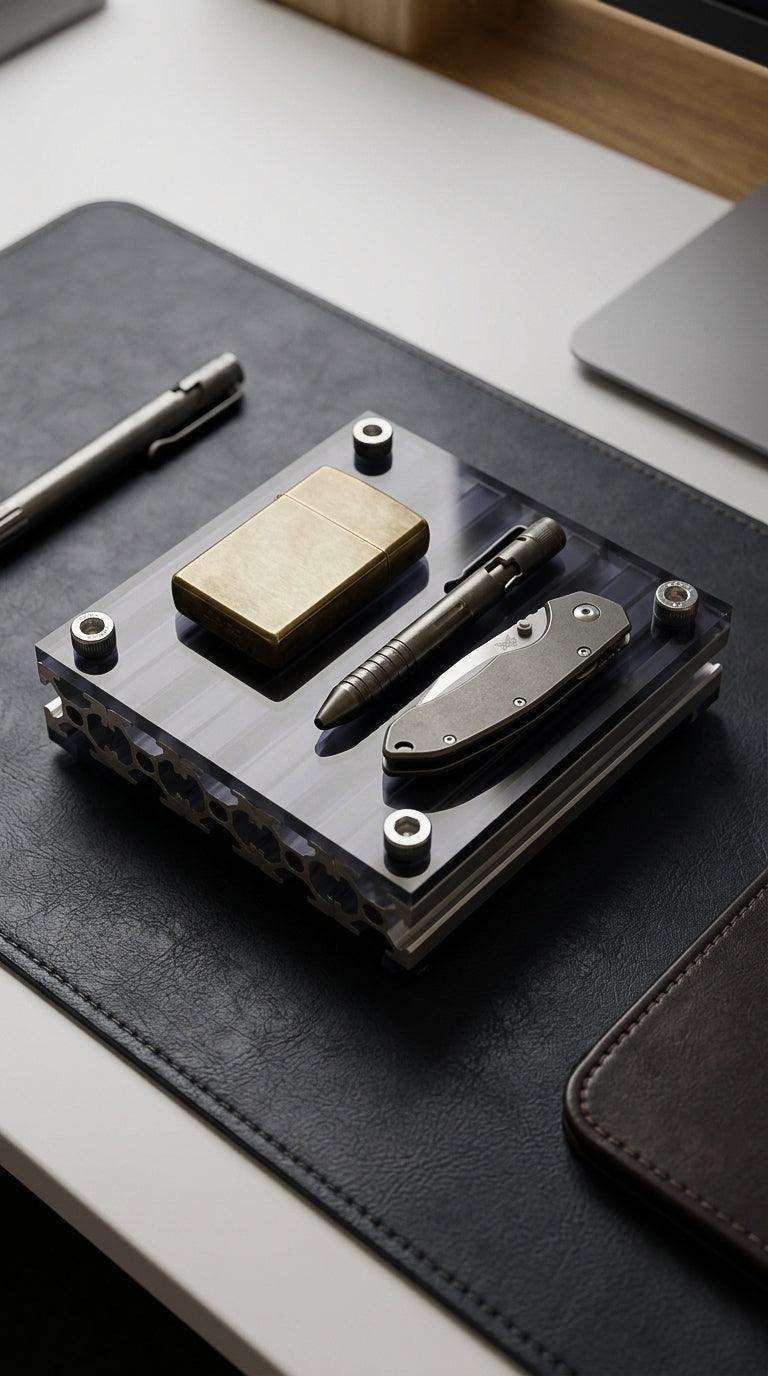 Aluminum Desk Coaster — Custom Acrylic EDC Tray - HushLume