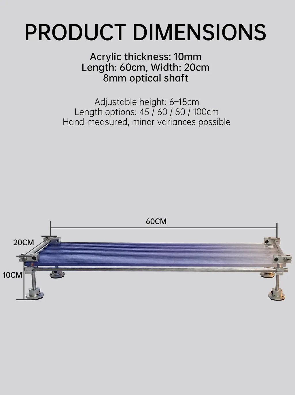 Custom Display Shelf & Monitor Riser — Chrome Steel, Acrylic or Marine Board - HushLume