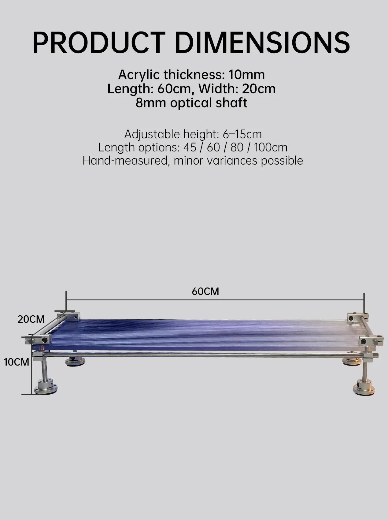 Custom Display Shelf & Monitor Riser — Chrome Steel, Acrylic or Marine Board - HushLume