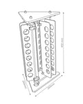 HushLume Pro coffee bean display stand — chrome steel, acrylic panels, 24-tube rotating base, 260×260×450mm