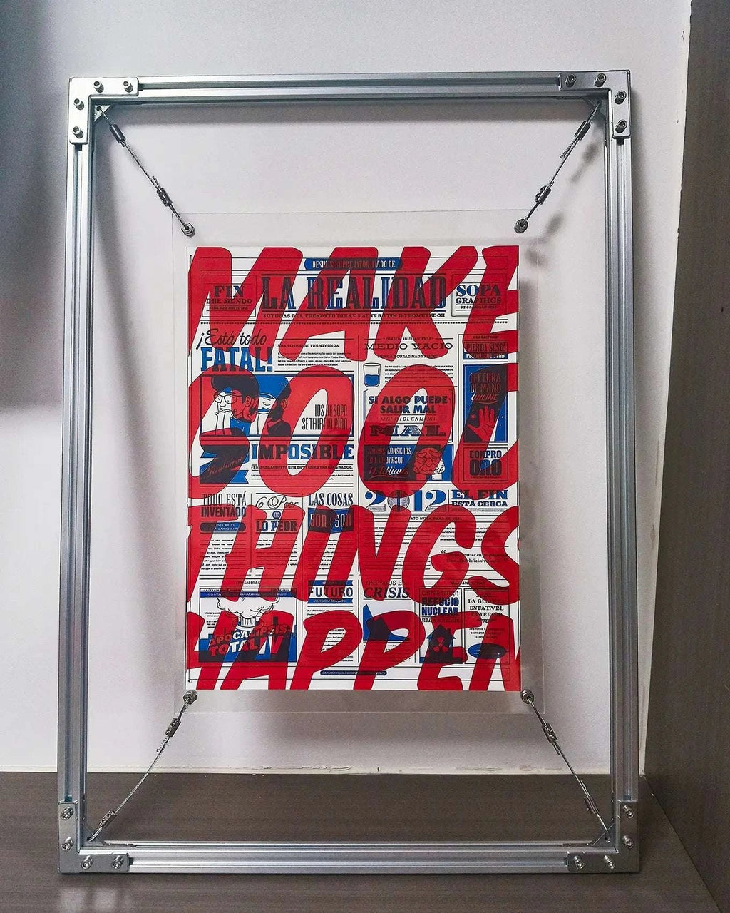 Suspension Poster Frame — Steel Wire & Acrylic - HushLume